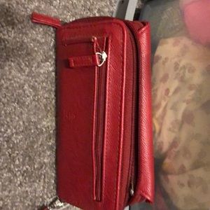 Red hand purse